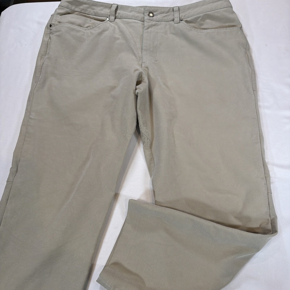 Lululemon ABC Utilitech 5 Pocket Pants Mens 36x28 Khaki Stretch Canvas Casual